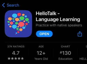 Screenshot of the app HelloTalk in the Apple store